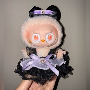 Labubu outfit- Purple and black dress and bow